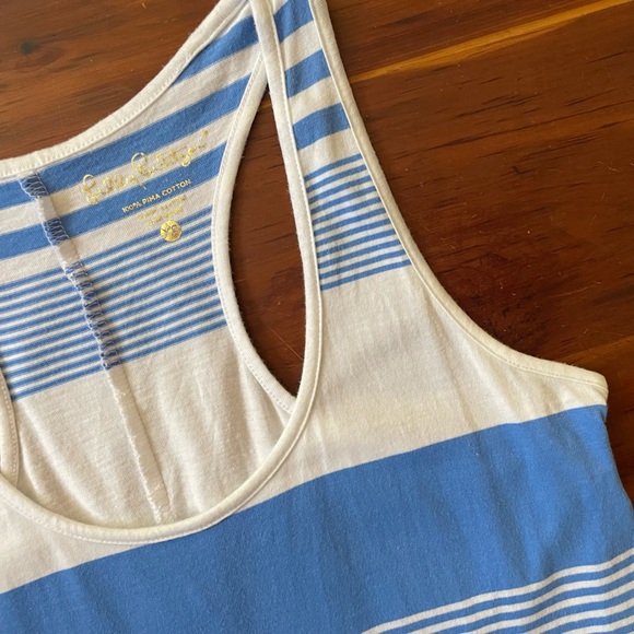 Lilly Pulitzer Melle Sleeveless Racerback Dress in Bay Blue Coconut Stripe - Picture 8 of 13